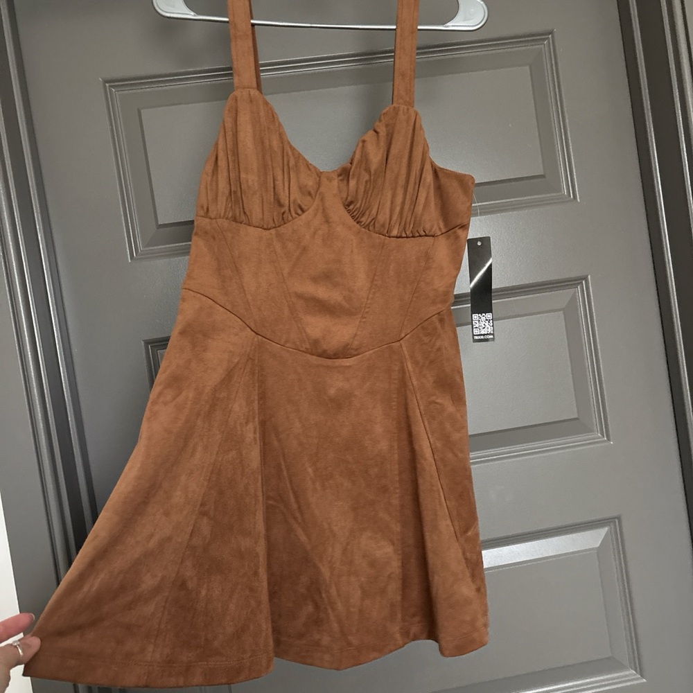 Trixxi Tan Suede Mini Dress